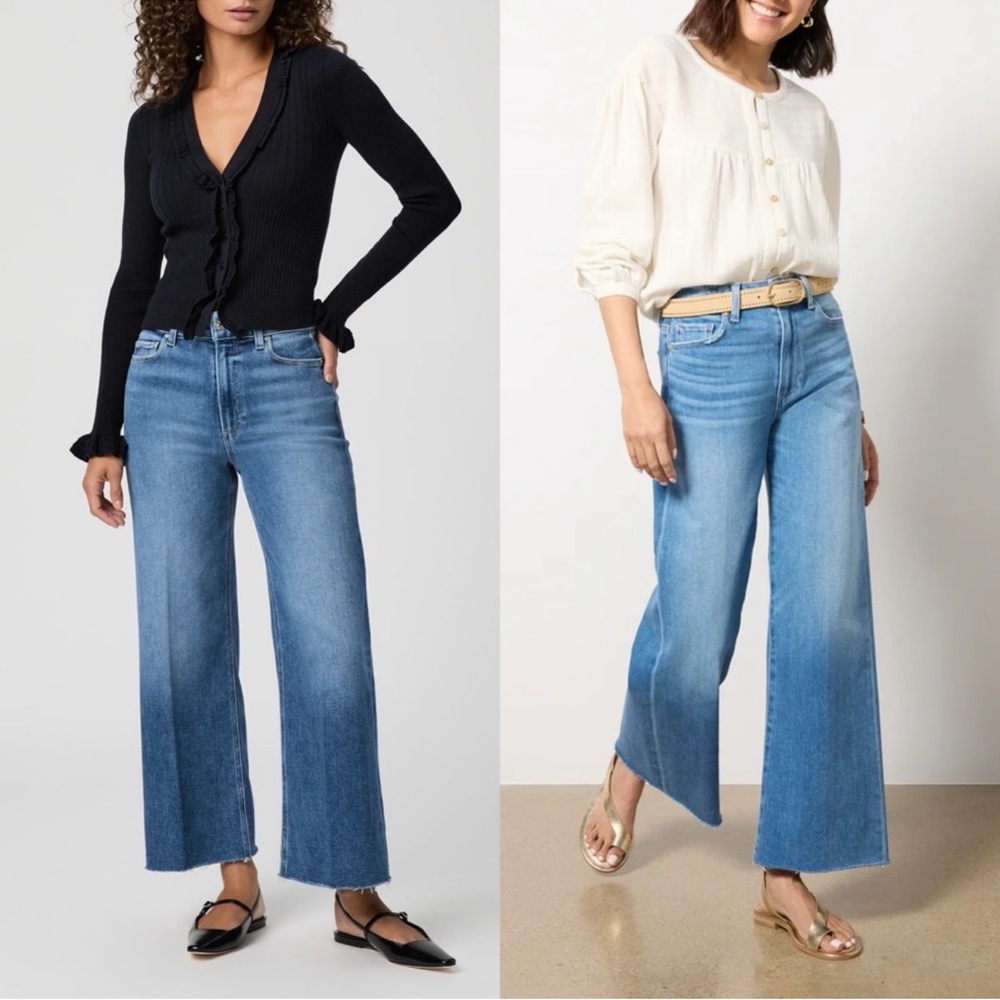 Paige Anessa Flamenco Raw Hem Wide Jeans
